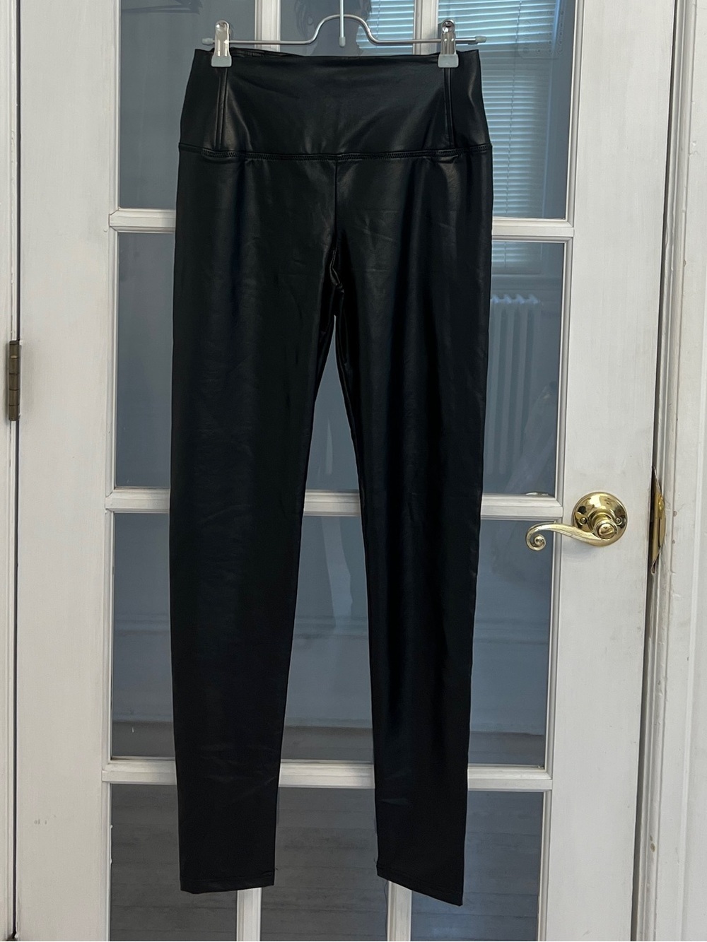 STORIA Women's Black Faux Leather High Waist Leggings Size M